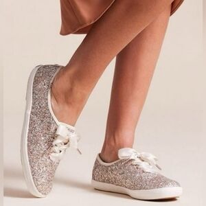 Kate Spade New York Champion Keds Silver Glitter Sneakers Size 9.5